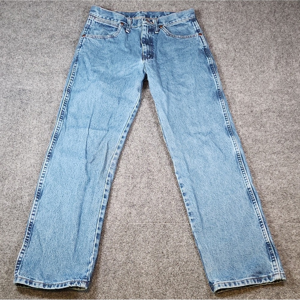 Wrangler 13MWZ Cowboy Cut Jeans Men 28x30 Light Stonewash MEASURES 26x28 Rigid